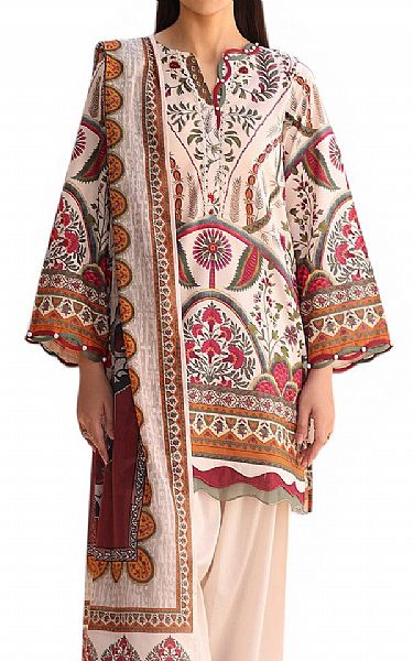 Gul Ahmed Ivory Lawn Suit | Pakistani Lawn Dress in USA- Image 2