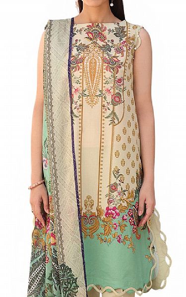 Gul Ahmed Ivory Lawn Suit | Pakistani Lawn Dress in USA- Image 2