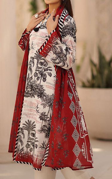 Gul Ahmed Off White Lawn Suit | Pakistani Lawn Dress in USA- Image 2