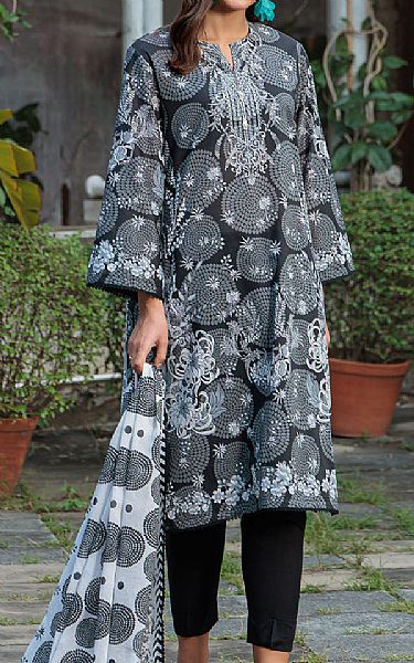 Gul Ahmed Black/Grey Lawn Suit | Pakistani Lawn Dress in USA- Image 1
