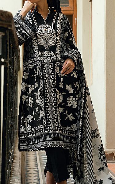 Gul Ahmed Black/Off White Lawn Suit | Pakistani Lawn Dress in USA- Image 1