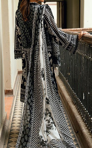 Gul Ahmed Black/Off White Lawn Suit | Pakistani Lawn Dress in USA- Image 2
