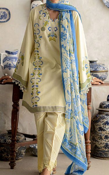 Gul Ahmed Cream Lawn Suit | Pakistani Lawn Dress in USA- Image 1