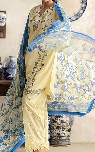 Gul Ahmed Cream Lawn Suit | Pakistani Lawn Dress in USA- Image 2