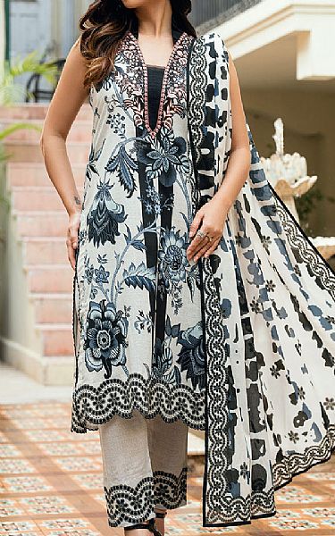 Gul Ahmed Off White/Black Cross Hatch Suit | Pakistani Lawn Dress in USA- Image 1