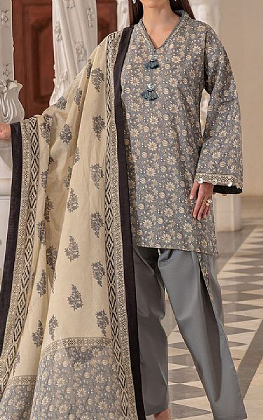 Gul Ahmed Grey Lawn Suit | Pakistani Lawn Dress in USA- Image 1