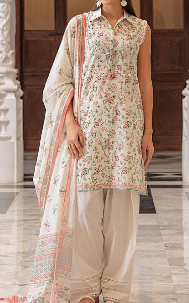 Gul Ahmed Off White Lawn Suit | Pakistani Lawn Dress in USA- Image 1
