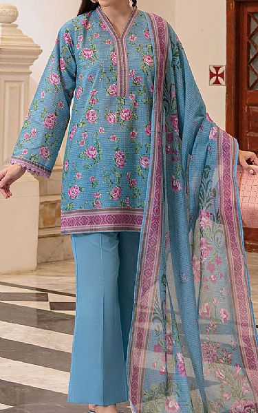 Gul Ahmed Hippie Blue Lawn Suit | Pakistani Lawn Dress in USA- Image 1