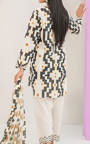 Gul Ahmed Off White/Black Lawn Suit | Pakistani Lawn Dress in USA- Image 2