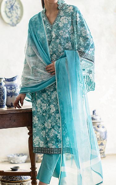Gul Ahmed Sea Green Lawn Suit | Pakistani Lawn Dress in USA- Image 1
