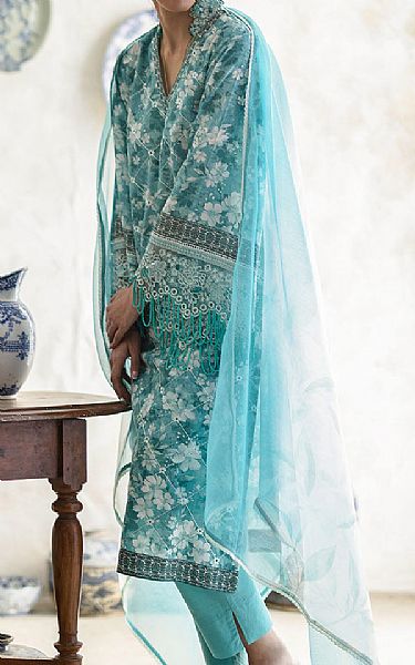 Gul Ahmed Sea Green Lawn Suit | Pakistani Lawn Dress in USA- Image 2