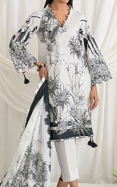 Gul Ahmed Off White/Black Dobby Suit | Pakistani Lawn Dress in USA- Image 1