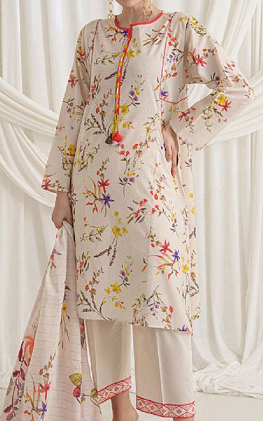 Gul Ahmed Off White Lawn Suit | Pakistani Lawn Dress in USA- Image 1