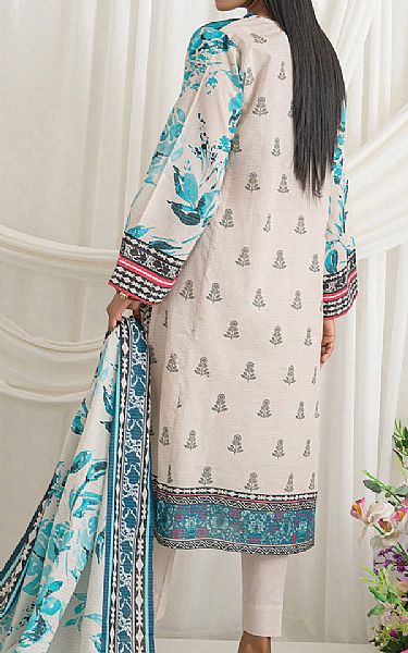 Gul Ahmed Off White/Teal Lawn Suit | Pakistani Lawn Dress in USA- Image 2