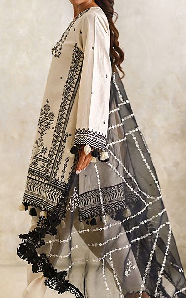 Gul Ahmed Ivory/Black Lawn Suit | Pakistani Lawn Dress in USA- Image 2