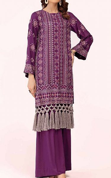Gul Ahmed Plum Cotail Suit (2 pcs) | Pakistani Winter Dresses in USA- Image 1