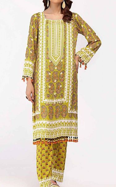Gul Ahmed Lime Green Cotail Suit (2 pcs) | Pakistani Winter Dresses in USA- Image 1