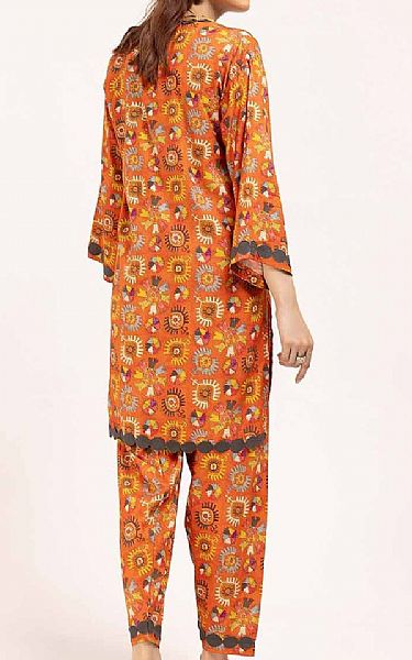 Gul Ahmed Bright Orange Linen Suit (2 pcs) | Pakistani Winter Dresses in USA- Image 2