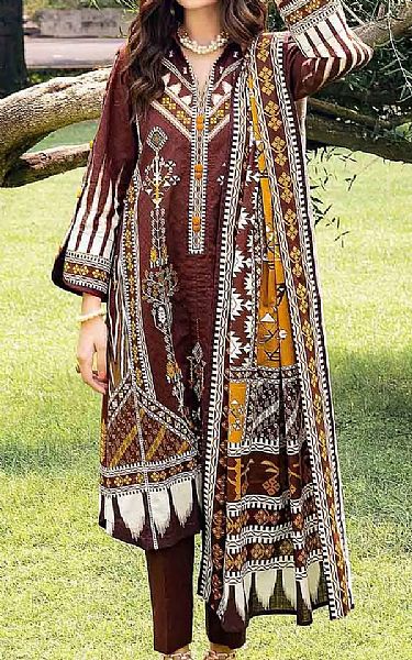 Gul Ahmed Chocolate Brown Khaddar Suit | Pakistani Winter Dresses- Image 1