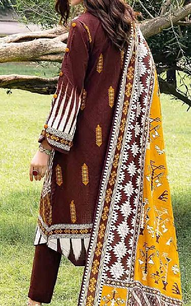 Gul Ahmed Chocolate Brown Khaddar Suit | Pakistani Winter Dresses- Image 2