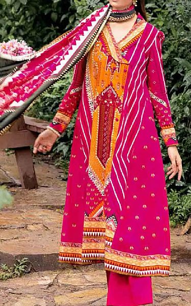 Gul Ahmed Hot Pink Khaddar Suit | Pakistani Winter Dresses- Image 1
