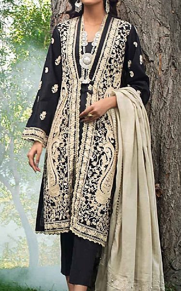 Gul Ahmed Black Khaddar Suit | Pakistani Dresses in USA- Image 1