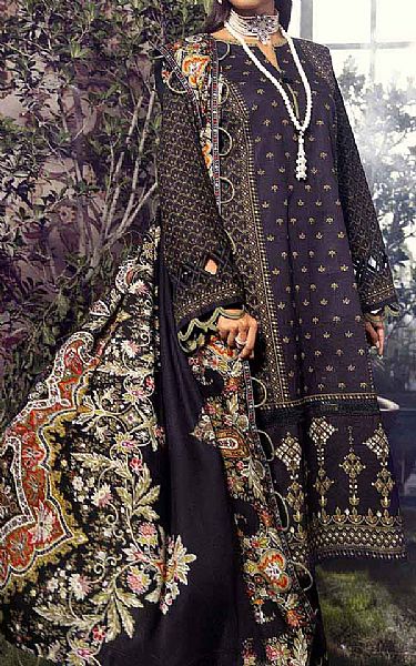 Gul Ahmed Indigo Khaddar Suit | Pakistani Winter Dresses- Image 1