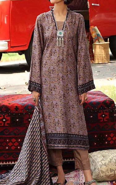 Gul Ahmed Brown Linen Suit | Pakistani Winter Dresses- Image 1