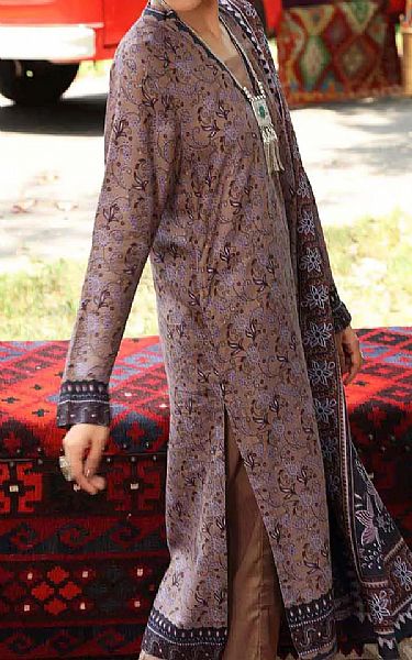 Gul Ahmed Brown Linen Suit | Pakistani Winter Dresses- Image 2