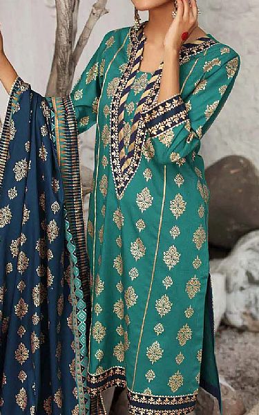 Gul Ahmed Emerald Green Cotton Suit | Pakistani Dresses in USA- Image 2