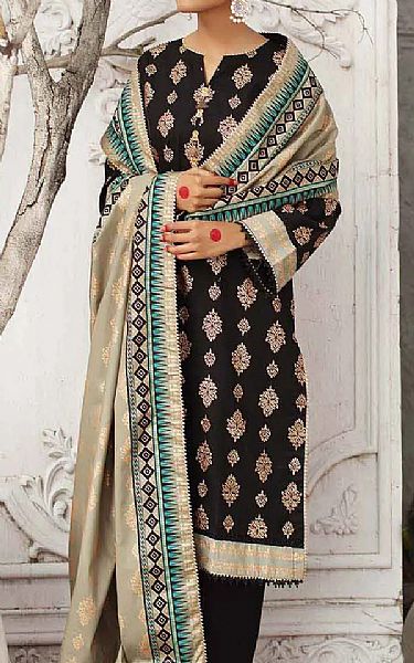 Gul Ahmed Black Cotton Suit | Pakistani Winter Dresses- Image 2