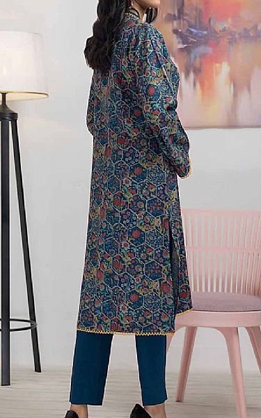 Gul Ahmed Regal Blue Dhanak Kurti | Pakistani Winter Dresses in USA- Image 2