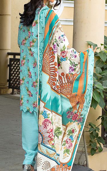 Gul Ahmed Sky Blue Khaddar Suit | Pakistani Winter Dresses in USA- Image 2