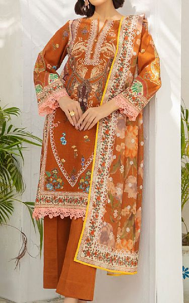 Gul Ahmed Rust Khaddar Suit | Pakistani Winter Dresses in USA- Image 1
