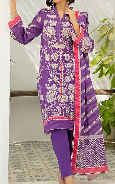 Gul Ahmed Warm Purple Khaddar Suit | Pakistani Winter Dresses in USA- Image 1