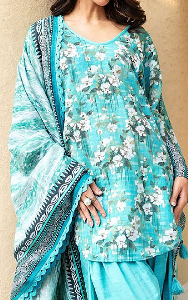Gul Ahmed Light Turquoise Khaddar Suit | Pakistani Winter Dresses in USA- Image 2