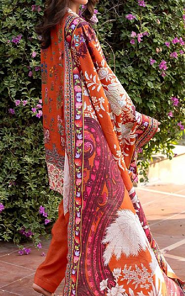Gul Ahmed Bright Orange Khaddar Suit | Pakistani Winter Dresses in USA- Image 2
