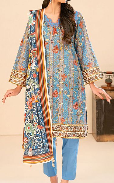 Gul Ahmed Baby Blue Khaddar Suit | Pakistani Winter Dresses in USA- Image 1