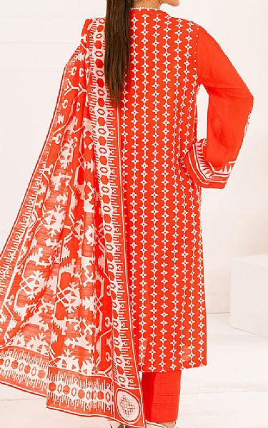 Gul Ahmed Portland Orange Khaddar Suit | Pakistani Winter Dresses in USA- Image 2