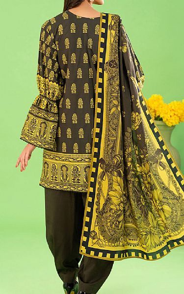 Gul Ahmed Woody Brown/Yellow Linen Suit | Pakistani Winter Dresses in USA- Image 2