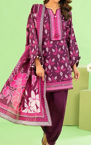 Gul Ahmed Wine Berry Khaddar Suit | Pakistani Winter Dresses in USA- Image 1
