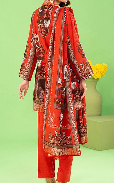 Gul Ahmed Dark Pastel Red Khaddar Suit | Pakistani Winter Dresses in USA- Image 2