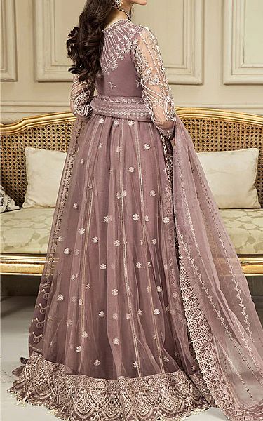House Of Nawab Taupe Pink Net Suit | Pakistani Embroidered Chiffon Dresses- Image 2