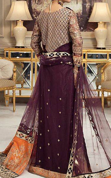 House Of Nawab Egg Plant Net Suit | Pakistani Embroidered Chiffon Dresses USA- Image 2