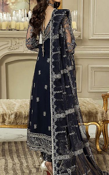 House Of Nawab Black Net Suit | Pakistani Embroidered Chiffon Dresses- Image 2