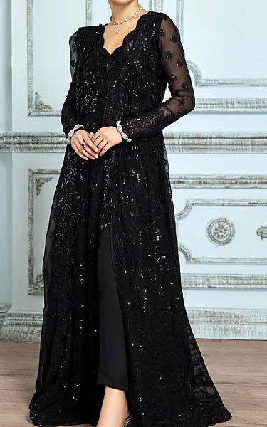 House Of Nawab Black Chiffon Suit | Pakistani Embroidered Chiffon Dresses- Image 1