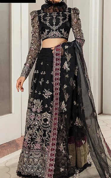 House Of Nawab Black Organza Suit | Pakistani Embroidered Chiffon Dresses USA- Image 1
