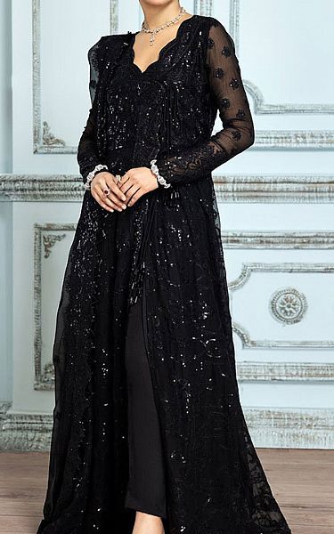 House Of Nawab Black Chiffon Suit Pakistani Dresses in USA