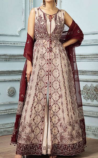 House Of Nawab Beige Organza Suit | Pakistani Dresses in USA- Image 1