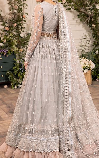 House Of Nawab Grey Net Suit | Pakistani Embroidered Chiffon Dresses USA- Image 2